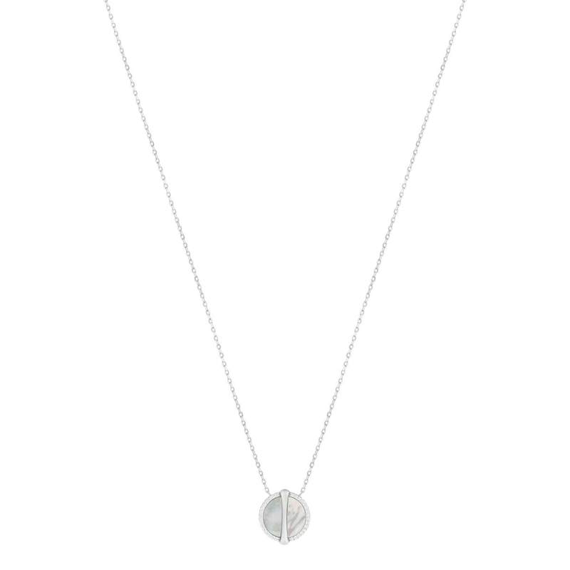 Collier argent 925 nacres rond et zirconias 45cm - vue 2