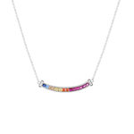 Collier argent 925 pierres synthétiques multicolores et zirconias 45cm - vue 1