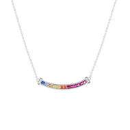 Collier argent 925 pierres synthétiques multicolores et zirconias 45cm