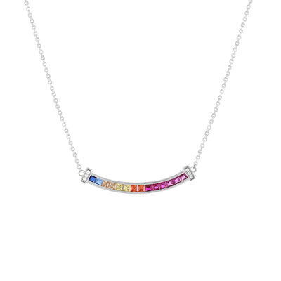 Necklace silver 925 multicolored synthetic stones and zirconias 45cm