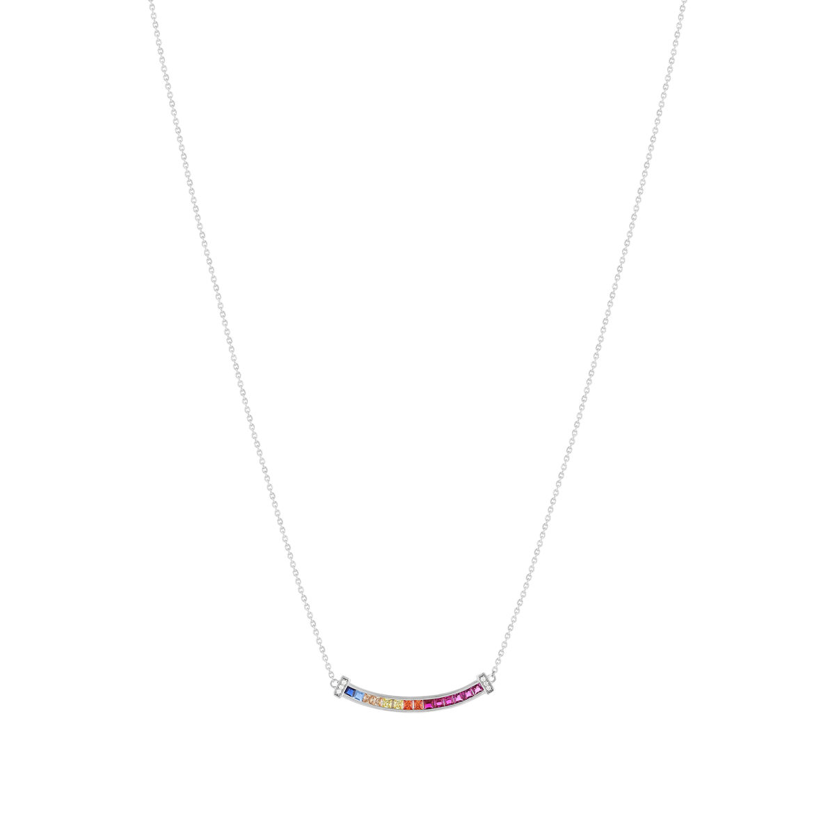 Collier argent 925 pierres synthétiques multicolores et zirconias 45cm - vue 2