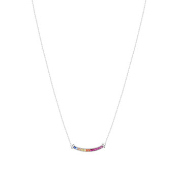 Collier argent 925 pierres synthétiques multicolores et zirconias 45cm