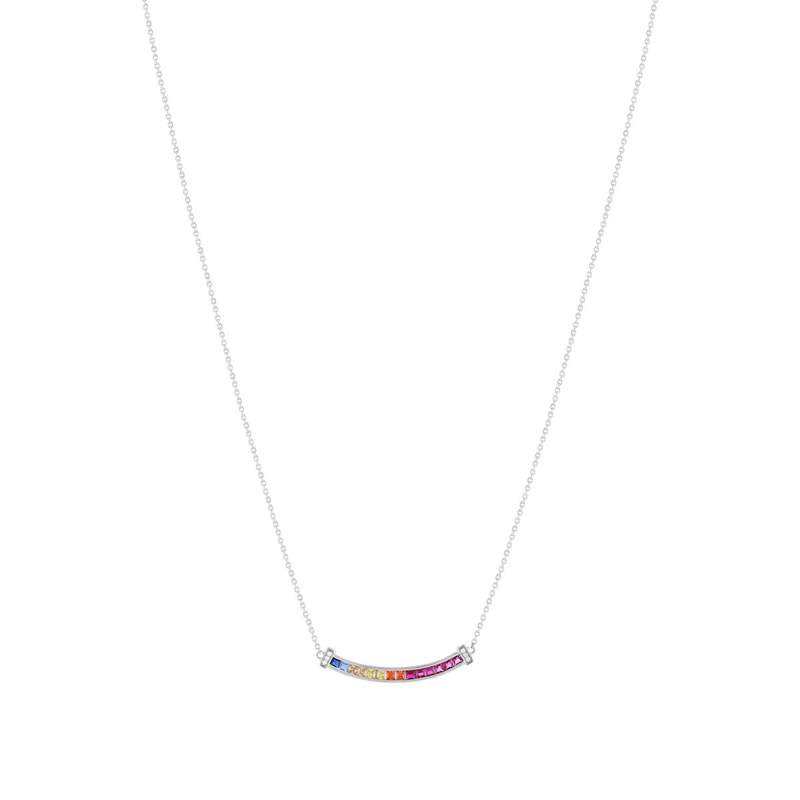Collier argent 925 pierres synthétiques multicolores et zirconias 45cm - vue 2