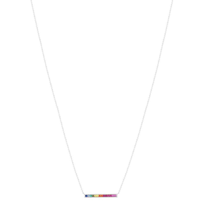Collier argent 925 pierres synthétiques multicolores 45cm - vue 2