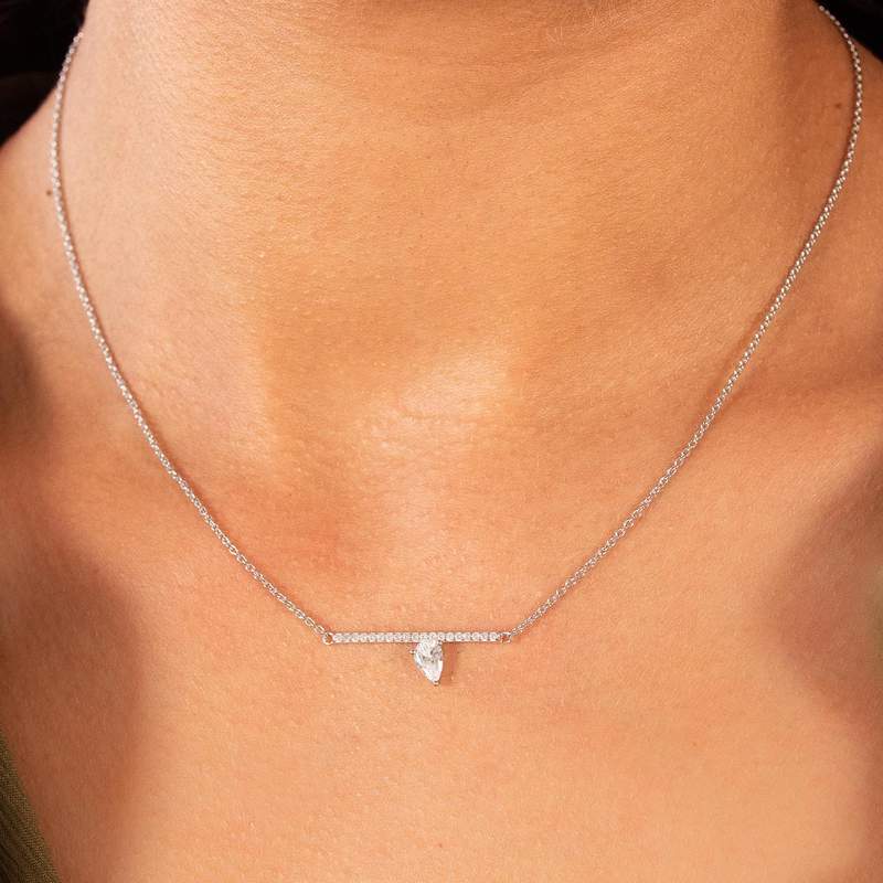 Collier argent 925 et zirconias 45cm - vue porté 1