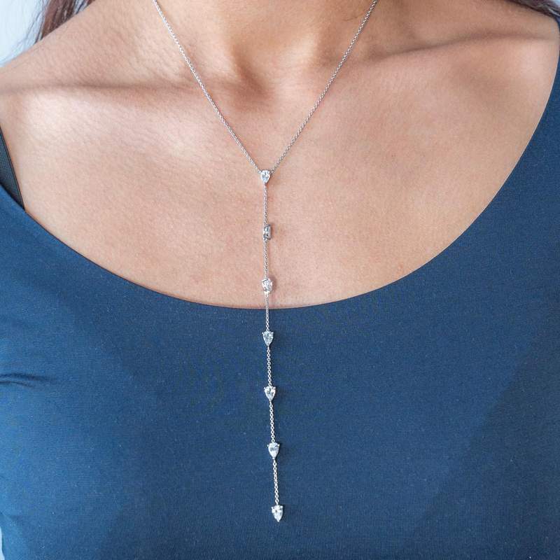 Collier argent 925 et zirconias 45cm - vue porté 1