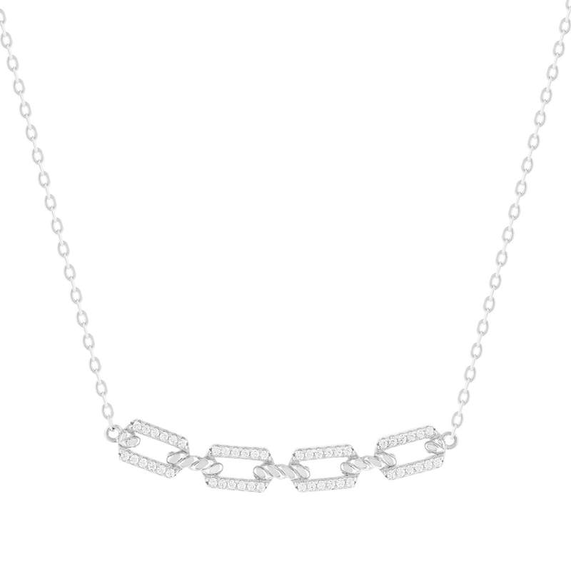 Collier argent 925 et zirconias 45cm - vue 1