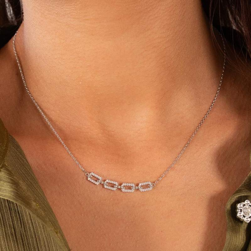 Collier argent 925 et zirconias 45cm - vue porté 1