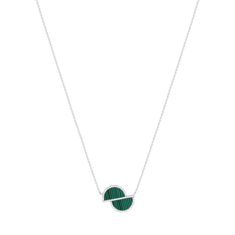 Collier argent 925 et malachites et zirconias 45cm - vue 2
