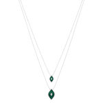 Collier argent 925 et malachites et zirconias 40cm - vue 2