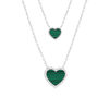 Collier argent 925 malachites et zirconias 40cm motif coeur - vue V1