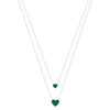 Collier argent 925 malachites et zirconias 40cm motif coeur - vue V2