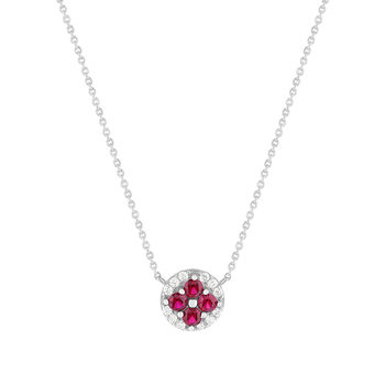 Collier argent 925 pierres synthétiques rouges et zirconias 45cm