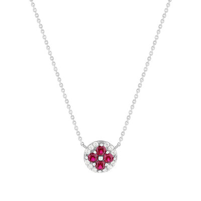 Necklace silver 925 synthetic red stones and zirconias 45cm