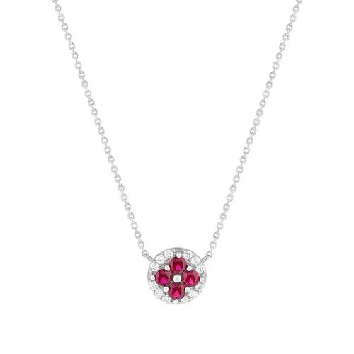 Collier argent 925 pierres synthétiques rouges et zirconias 45cm