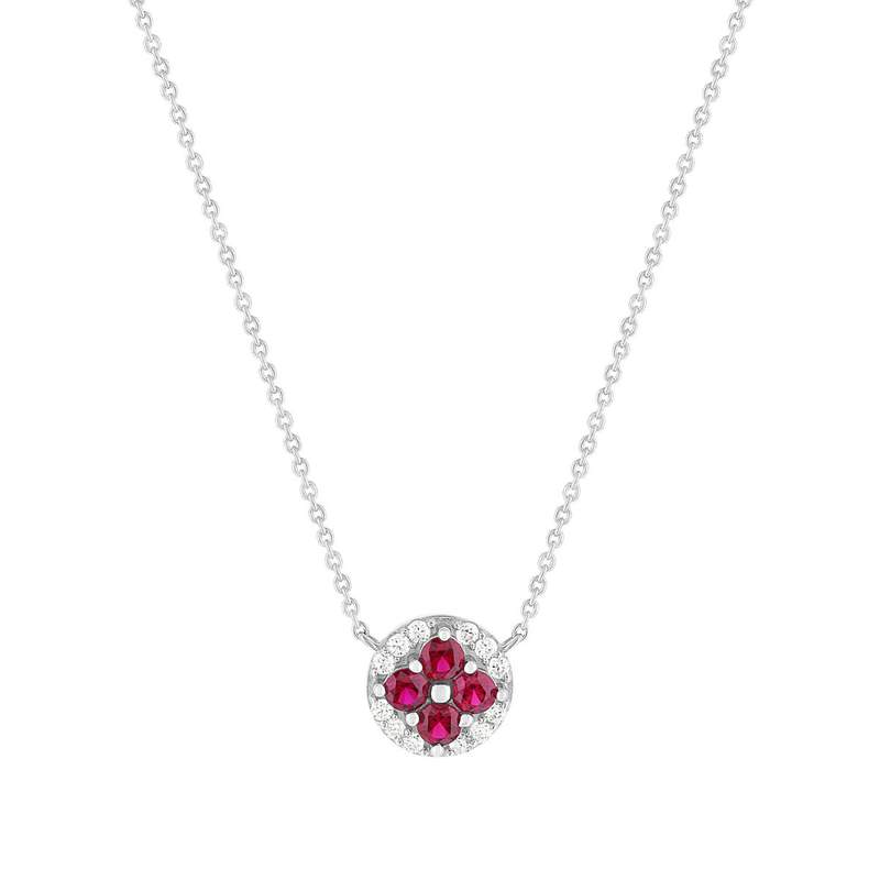Collier argent 925 pierres synthétiques rouges et zirconias 45cm - vue 1