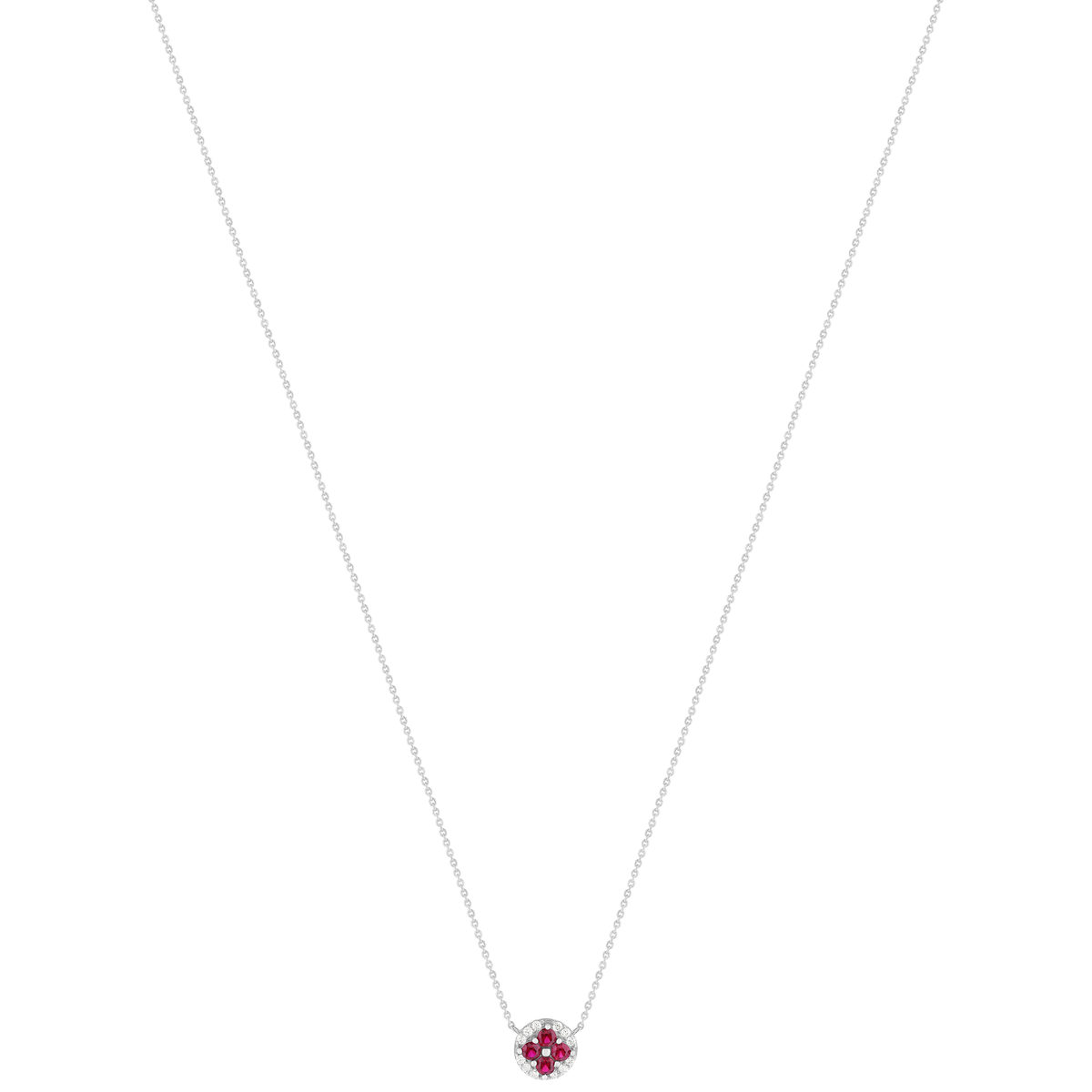 Collier argent 925 pierres synthétiques rouges et zirconias 45cm - vue 2