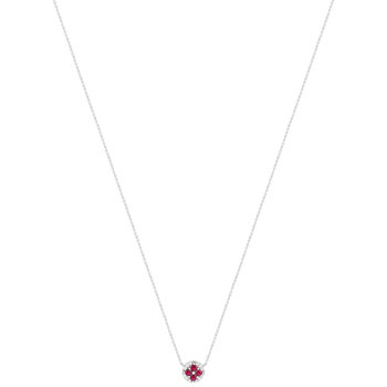 Collier argent 925 pierres synthétiques rouges et zirconias 45cm