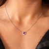 Collier argent 925 pierres synthétiques rouges et zirconias 45cm - vue Vporté 1