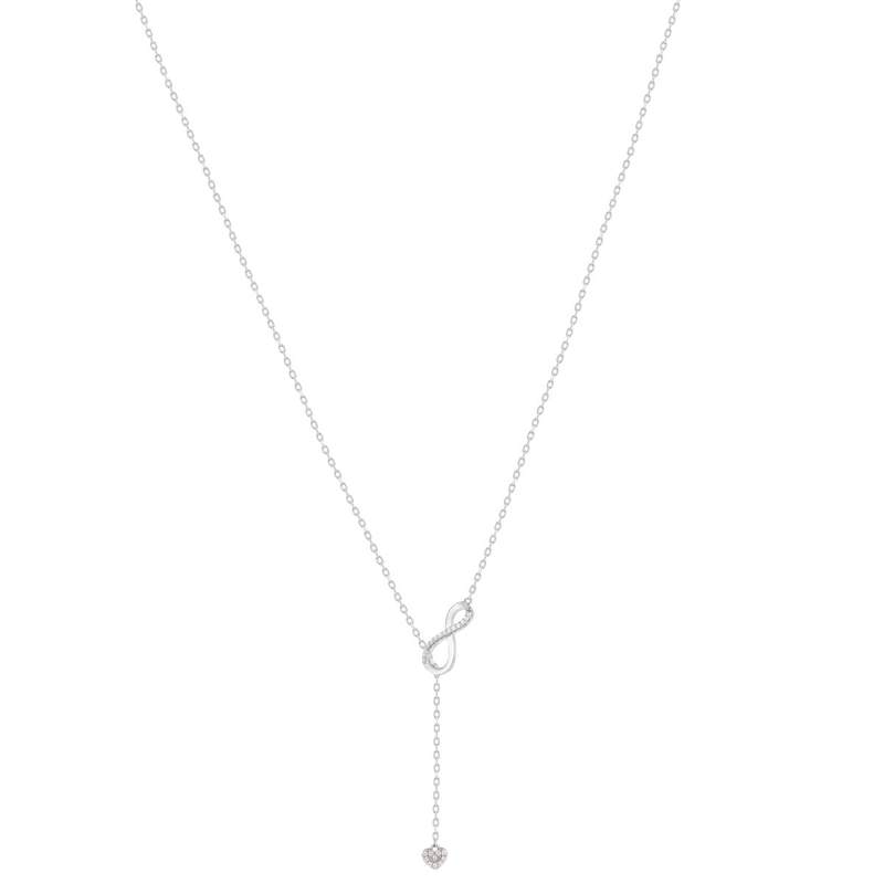 Collier argent 925 et zirconias motif coeur et infini 50cm - vue 2