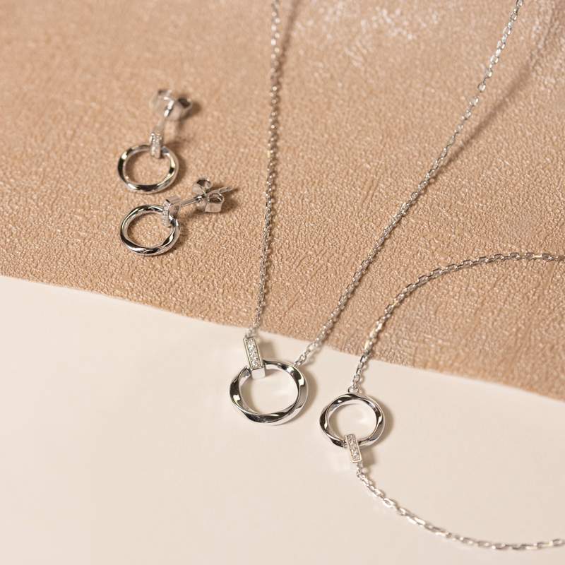 Collier argent 925 et zirconias 45cm - vue D2