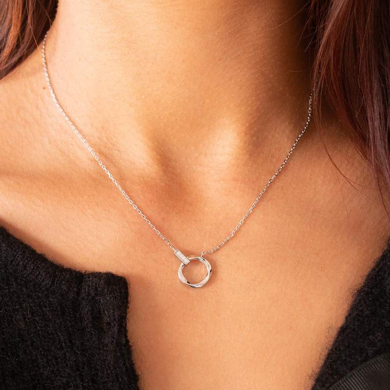 Collier argent 925 et zirconias 45cm - vue porté 1