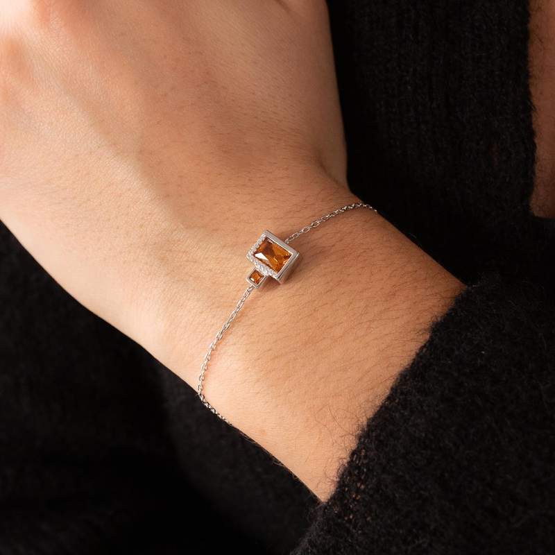 Bracelet argent 925 et zirconias jaunes 19cm - vue porté 1