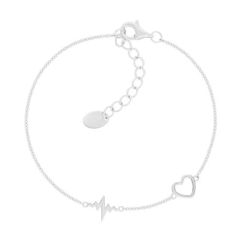 Bracelet argent 925 motif coeur 19cm