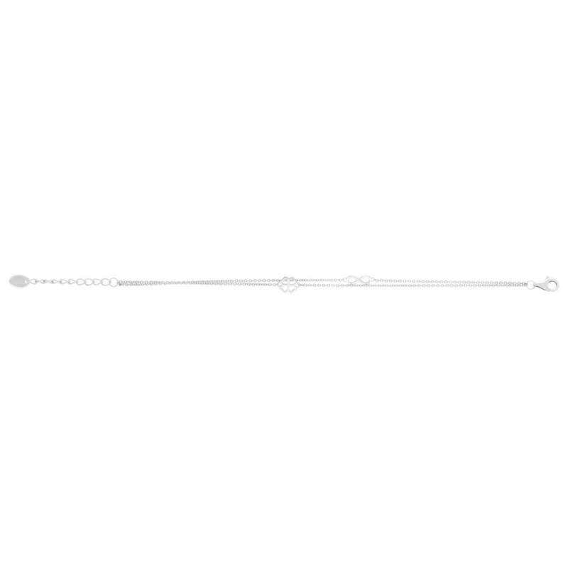 Bracelet argent 925 motif trèfle et infini 19cm - vue 2