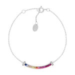 Bracelet argent 925 pierres synthétiques multicolores et zirconias 19cm - vue 1