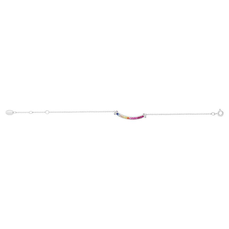 Bracelet argent 925 pierres synthétiques multicolores et zirconias 19cm - vue 2