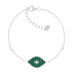 Bracelet argent 925 malachites et ziconias 19 cm - vue 1