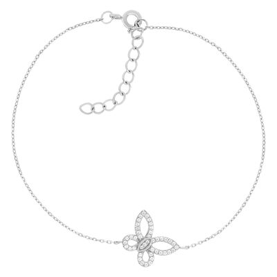 Bracelet argent 925 et zirconias papillon 19cm - vue 1