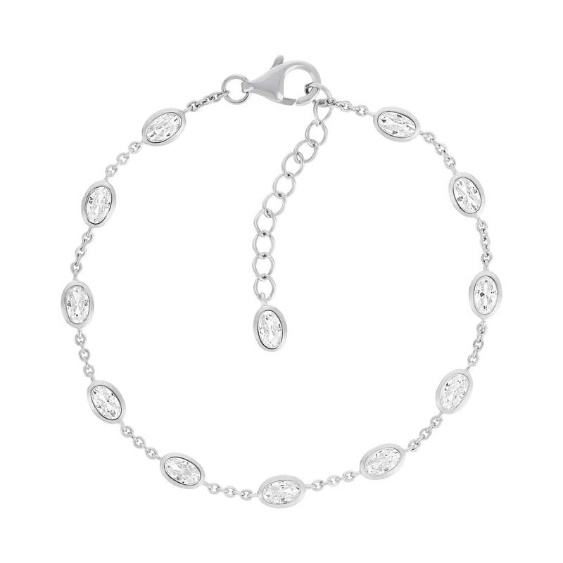 Bracelet argent 925 et zirconias 19cm - vue 1