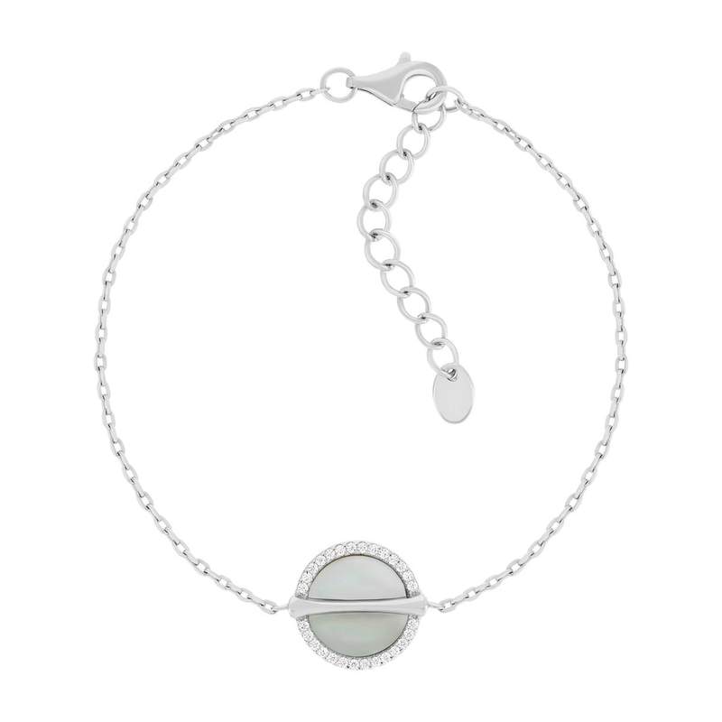 Bracelet argent 925 nacres et zirconias 19cm - vue 1