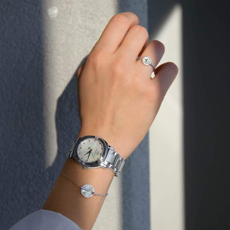 Bracelet argent 925 nacres et zirconias 19cm - vue porté 1