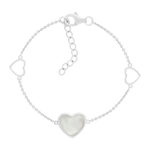 Bracelet argent 925 nacres coeurs 19cm - vue 1