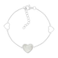 Bracelet argent 925 nacres coeurs 19cm