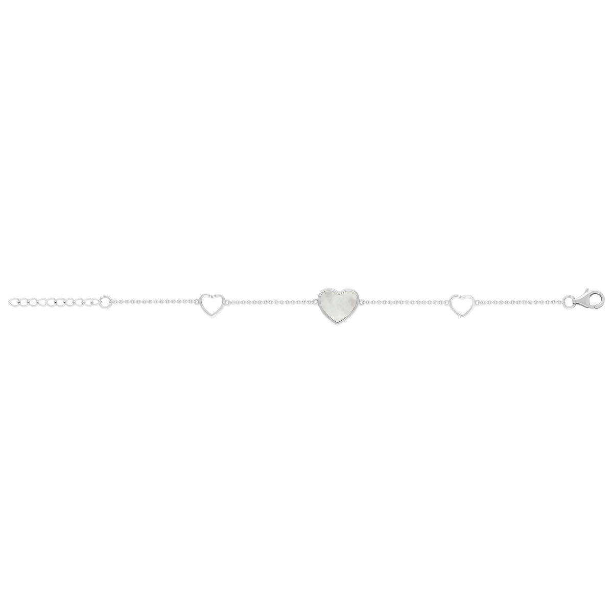 Bracelet argent 925 nacres coeurs 19cm - vue 2