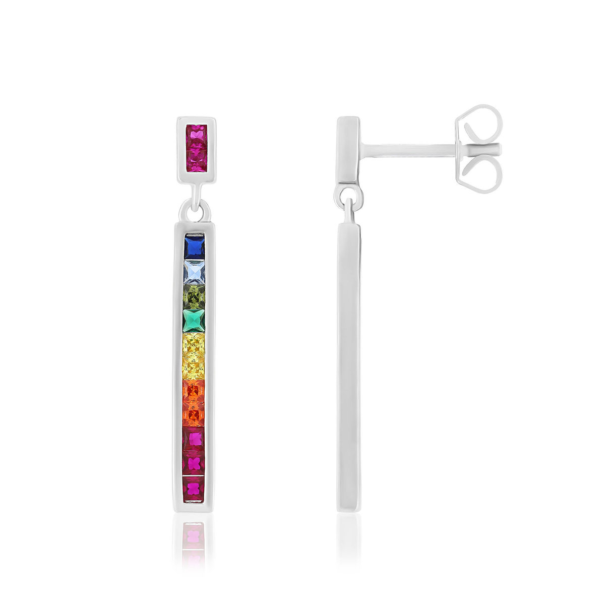 Boucles d'oreilles argent 925 pierres synthétiques multicolores