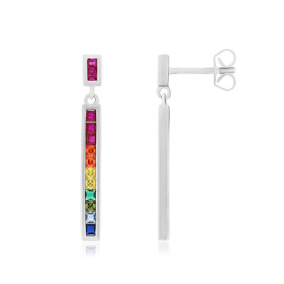 Boucles d'oreilles argent 925 pierres synthétiques multicolores