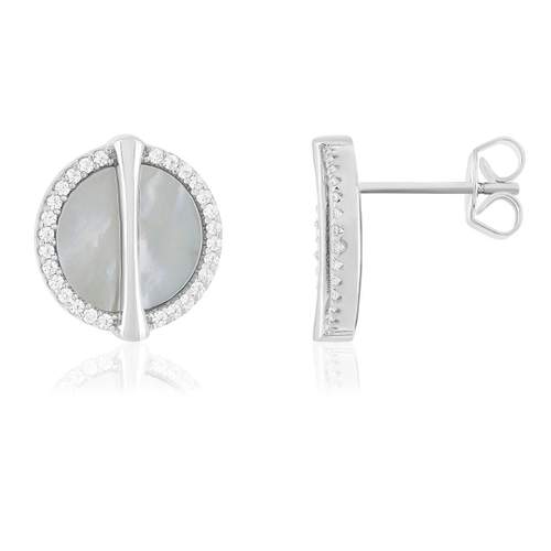 Boucles d'oreilles argent 925 nacres et ziconias