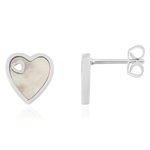 925 Sterling Silver Mother-of-Pearl Heart Earrings - View 1