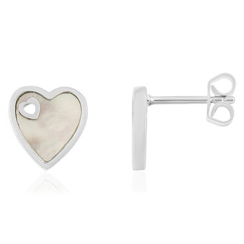 Boucles d'oreilles argent 925 nacres coeurs