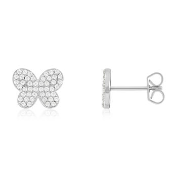 Boucles d'oreilles argent 925 et zirconias papillons