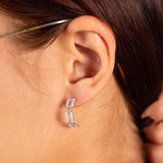 Demi créoles argent 925 et zirconias 18mm - vue porté 1