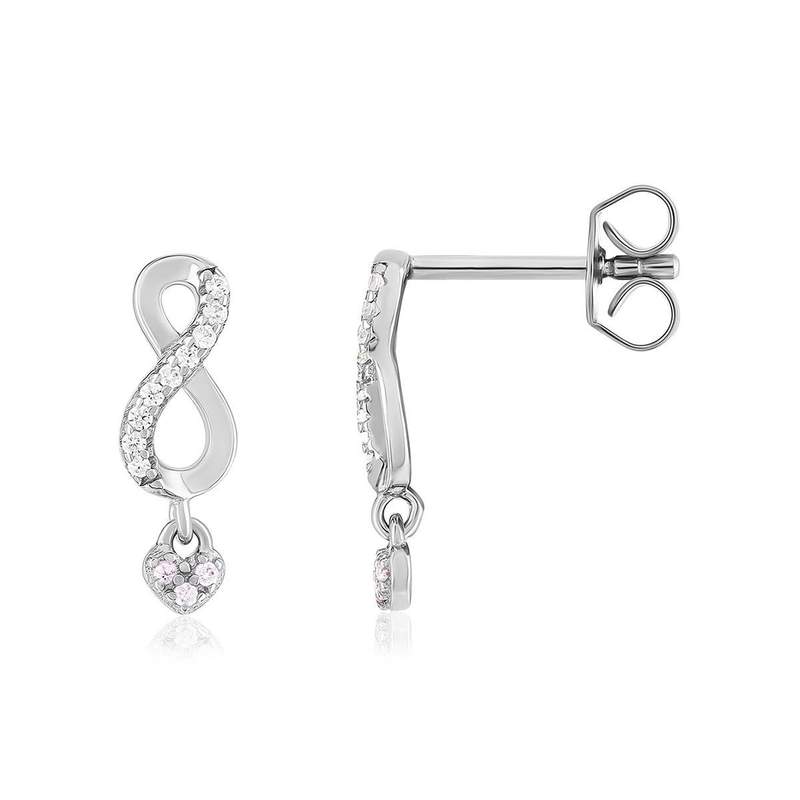 925 Silver and Zirconia Infinity Earrings - View 1