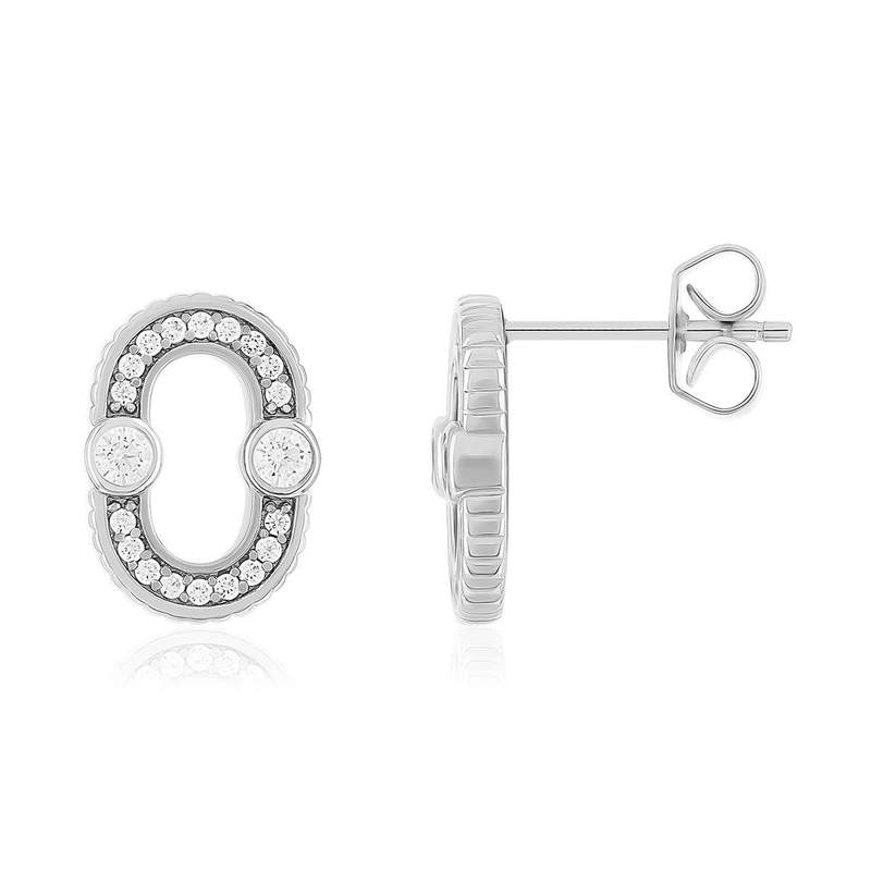 Boucles d'oreilles argent 925 et zirconias - vue 1
