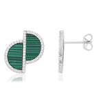 Boucles d'oreilles argent 925 malachites - vue 1