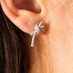 Boucles d'oreilles argent 925 et zirconias - vue porté 2